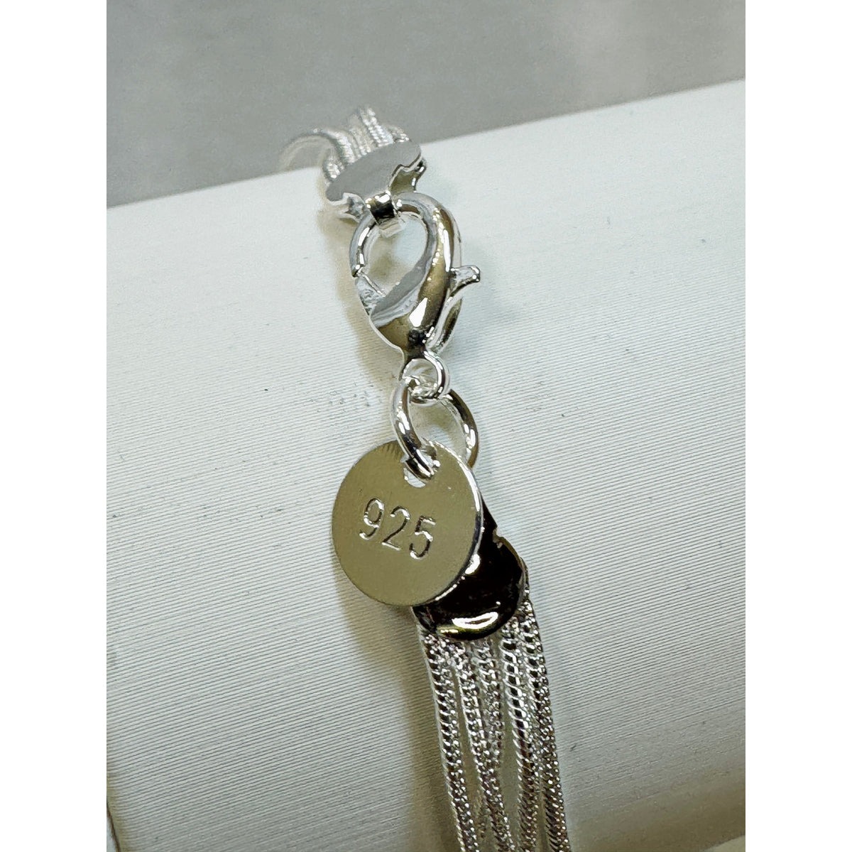 925 Silver Plated Multi Strand Bead Bracelet 7.5" Chain Layered Dainty B074