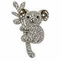 Koala Brooch Pin Rhinestone Silver Tone Tree Branch Animal Jewelry Gift CP179