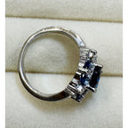 Size 7 New Blue Sapphire Color Ring Silver Oval Cocktail Statement Ring R003
