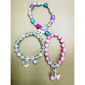 Set of 3 Stretch Beaded Bracelets Multicolor Charm Stack Boho Gift B118
