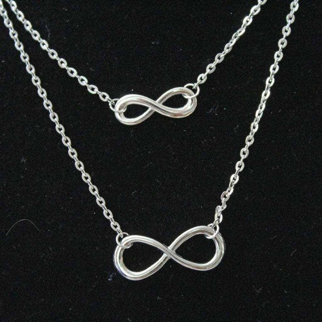 New Fashion Silver Tone Double Stand with Infinity Sign Necklace N106