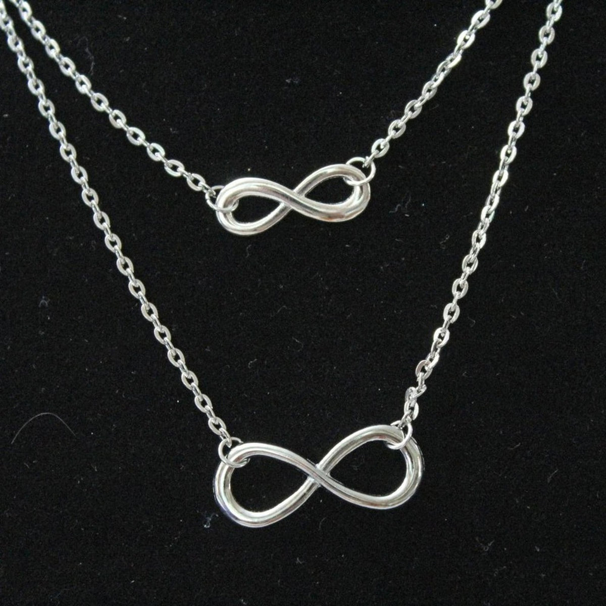 New Fashion Silver Tone Double Stand with Infinity Sign Necklace N106