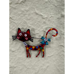 New Whimsical Red & Multi-Color Enamel Cat Brooch Pin  Costume Jewelry CP25