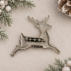 Vintage Hallmark HMK CDS Reindeer Brooch Silver Gold Tone Christmas Pin CP266
