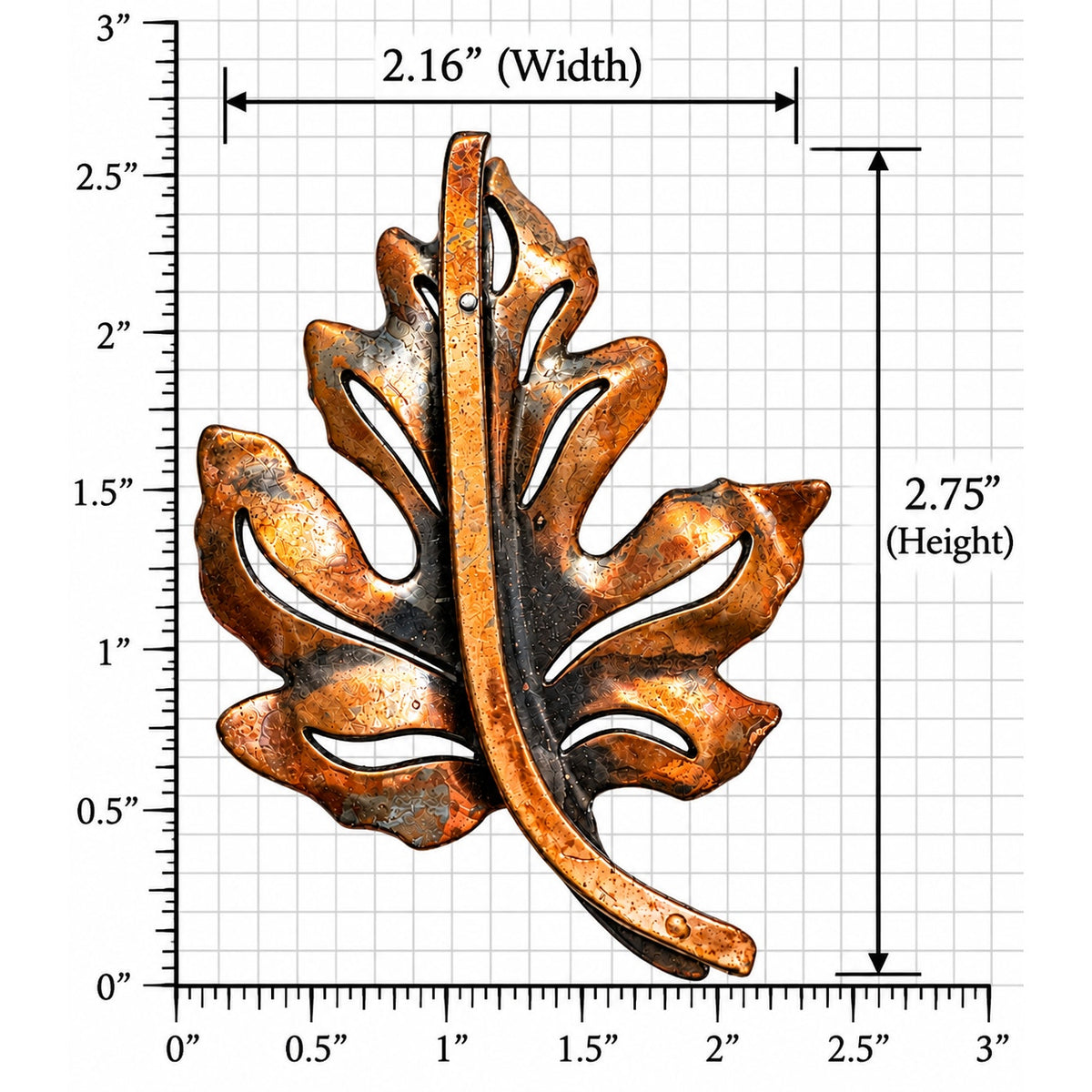 Vintage Copper Tone Oak Leaf Brooch Large Autumn Fall Statement Pin CP216