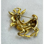 Vintage Christmas Reindeer Brooch Pin Gold Holiday Deer Fair Condition CP190