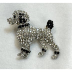 New Clear Rhinestone Poodle Brooch Pendant Silver Dog Puppy Crystal 2"  CP200