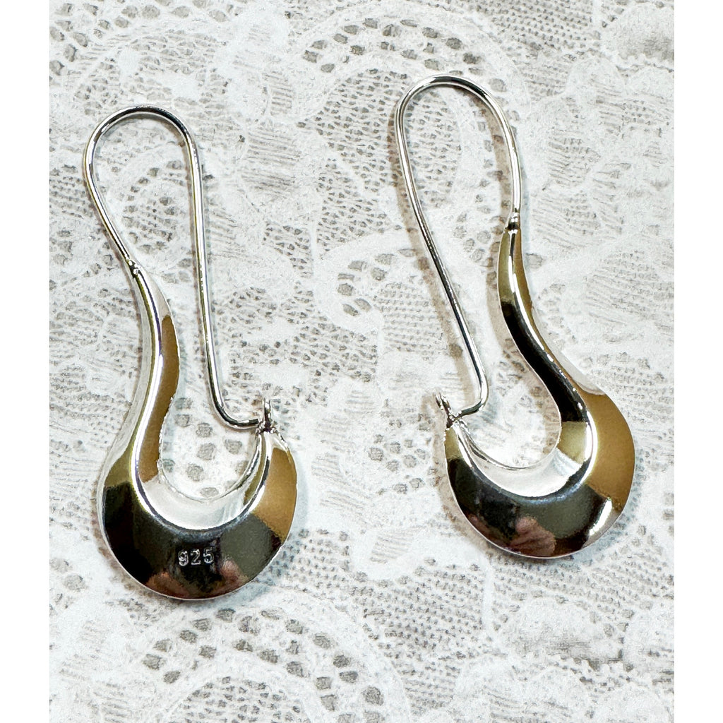 925 Sterling Silver Modern Dangle Earrings 2.5 Inch Long Contemporary  E296