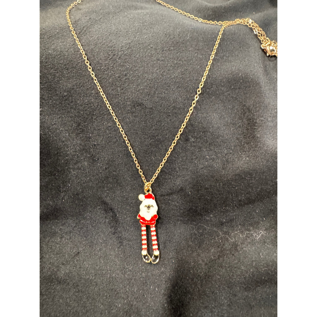 Whimsical Santa Claus Articulated Legs Christmas Necklace Pendant N109
