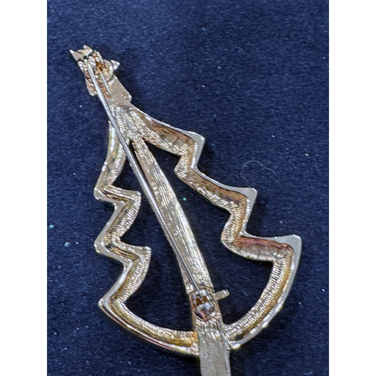 Vintage Gold Tone Rhinestone Christmas Tree Brooch Pin 1.25x2.25 Inches  CP64