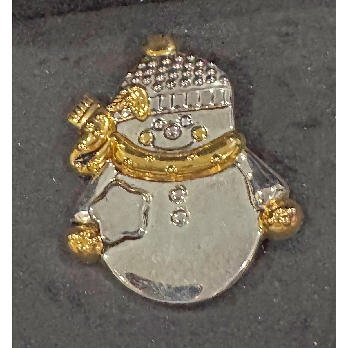 Vintage BEST Christmas Snowman Brooch Gold Silver Tone 2x3" Holiday Pin  CP129