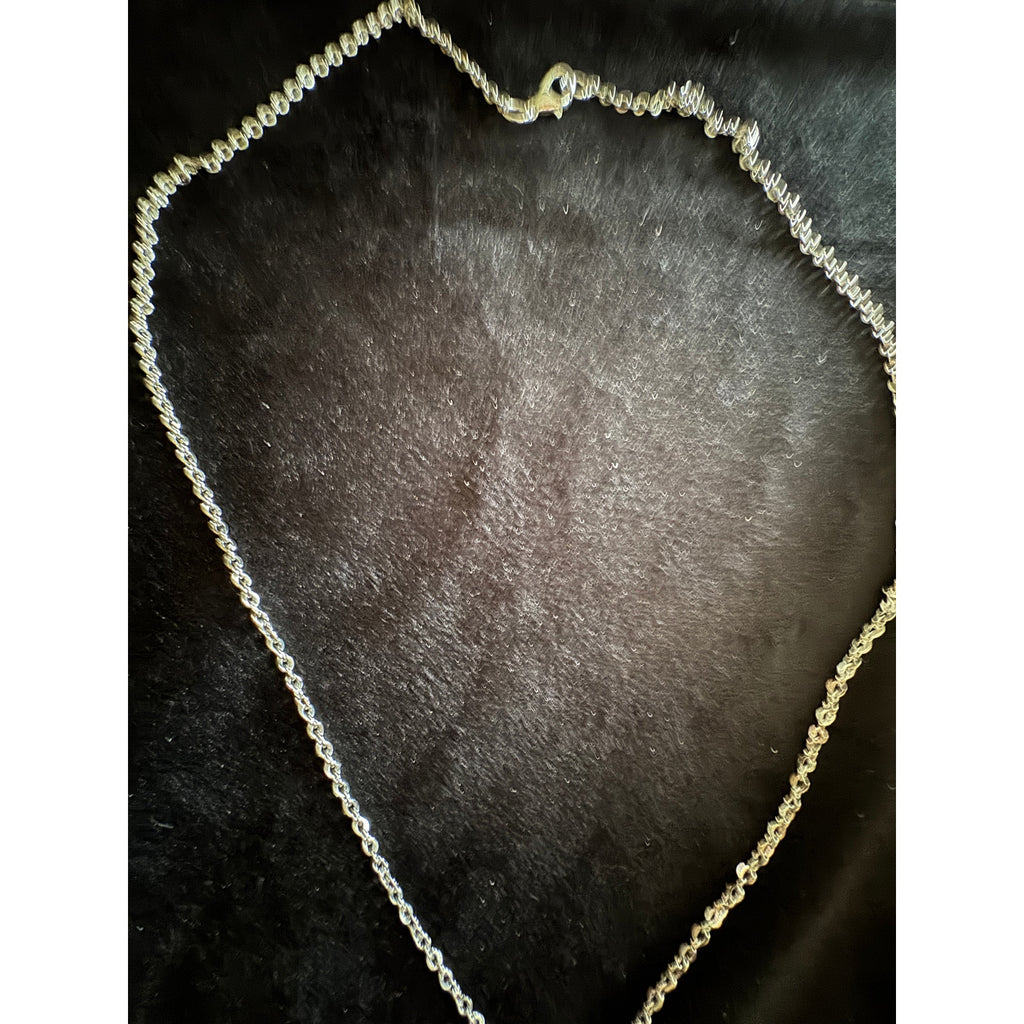 Yellow Flower with Pearl on a Silver Pendant 24 Inch Chain N274