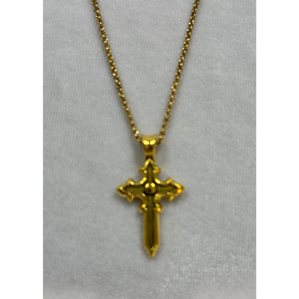 Gold Tone Cross Necklace 18-20 Inch Chain Christian Faith Jewelry N288