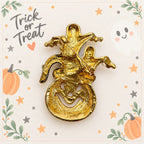Halloween Ghost Pumpkin Brooch Rhinestone Witch Hat Gold Tone Spooky Pin CP222