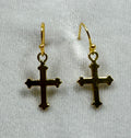 Gold Tone Cross Dangle Earrings Christian Faith Jewelry 3/4 Inch  E275
