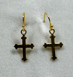 Gold Tone Cross Dangle Earrings Christian Faith Jewelry 3/4 Inch  E275