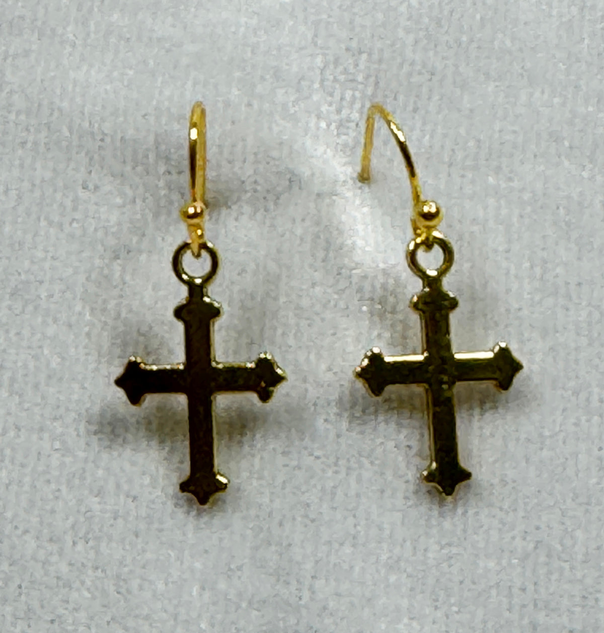 Gold Tone Cross Dangle Earrings Christian Faith Jewelry 3/4 Inch  E275