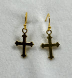 Gold Tone Cross Dangle Earrings Christian Faith Jewelry 3/4 Inch  E275