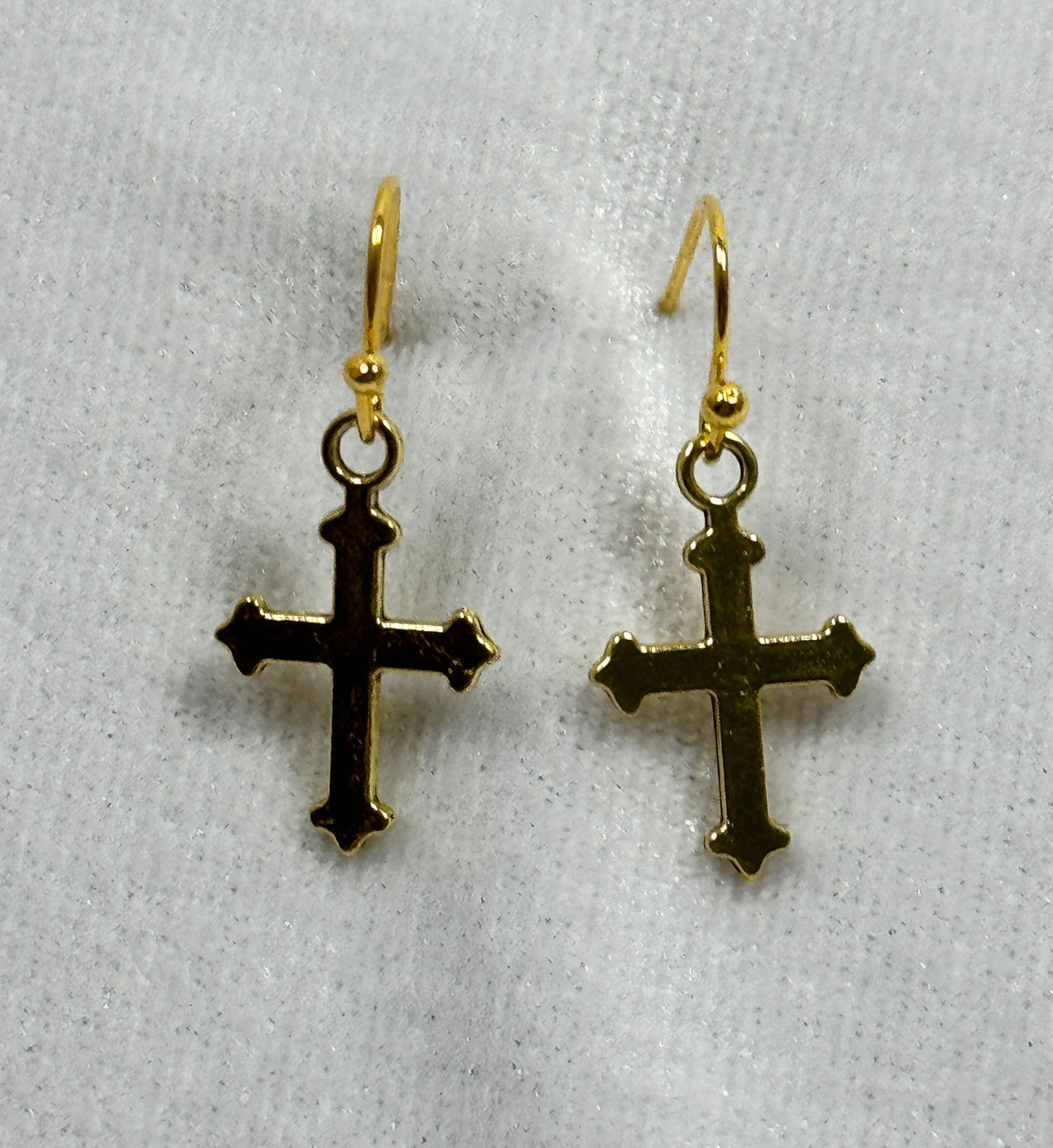 Gold Tone Cross Dangle Earrings Christian Faith Jewelry 3/4 Inch  E275