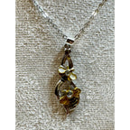 Bee & Flower Necklace Earrings Set Silver Tone Rhinestone Nature E372