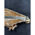 Vintage Gold-Tone Enamel Napier Gnome Brooch with Rhinestone Star Hat CP42