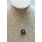 New Sunflower Pendant Necklace Silver Tone Floral Charm 20" Chain 1.25" N446