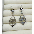 New Stainless Steel Tree of Life Dangle Earrings 1.75" Floral Cut Out E604