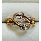 New Size 6 Gold Tone Ring Cubic Zirconia Twist Statement Ring R004