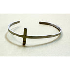 Silver Cross Cuff Bracelet Adjustable Christian Faith Bangle 1" Cross