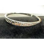925 Sterling Silver Plated Adjustable Cuff Bracelet Hammered Texture B072