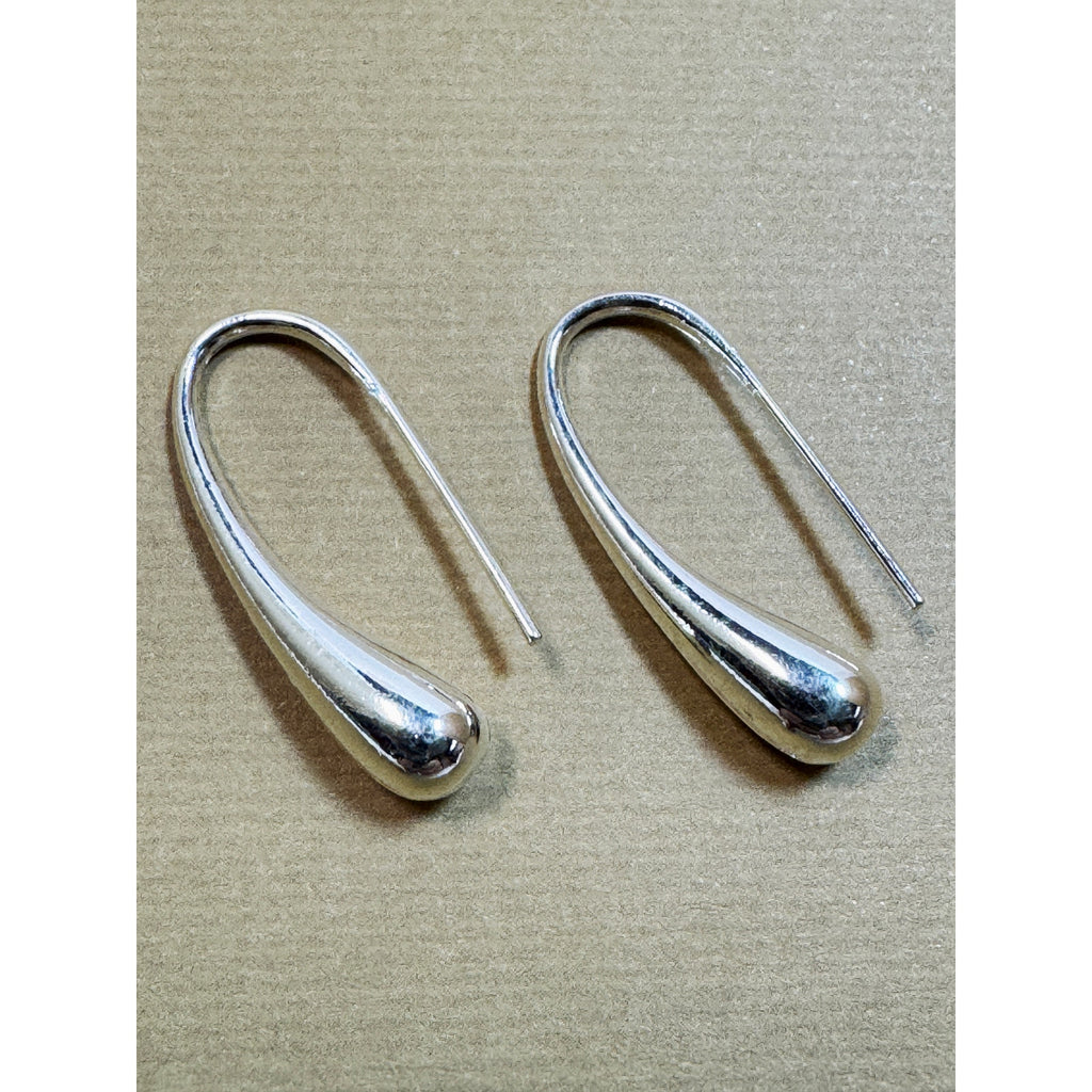 925 Silver Plated Teardrop Threader Earrings Minimalist Dangle Earrings E306