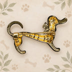 Black Dachshund Dog Brooch Pin Green Eyes Whimsical Puppy Jewelry CP169