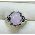 New Size 9 Pink Oval Cabochon Ring Silver Tone Floral Statement Ring R007