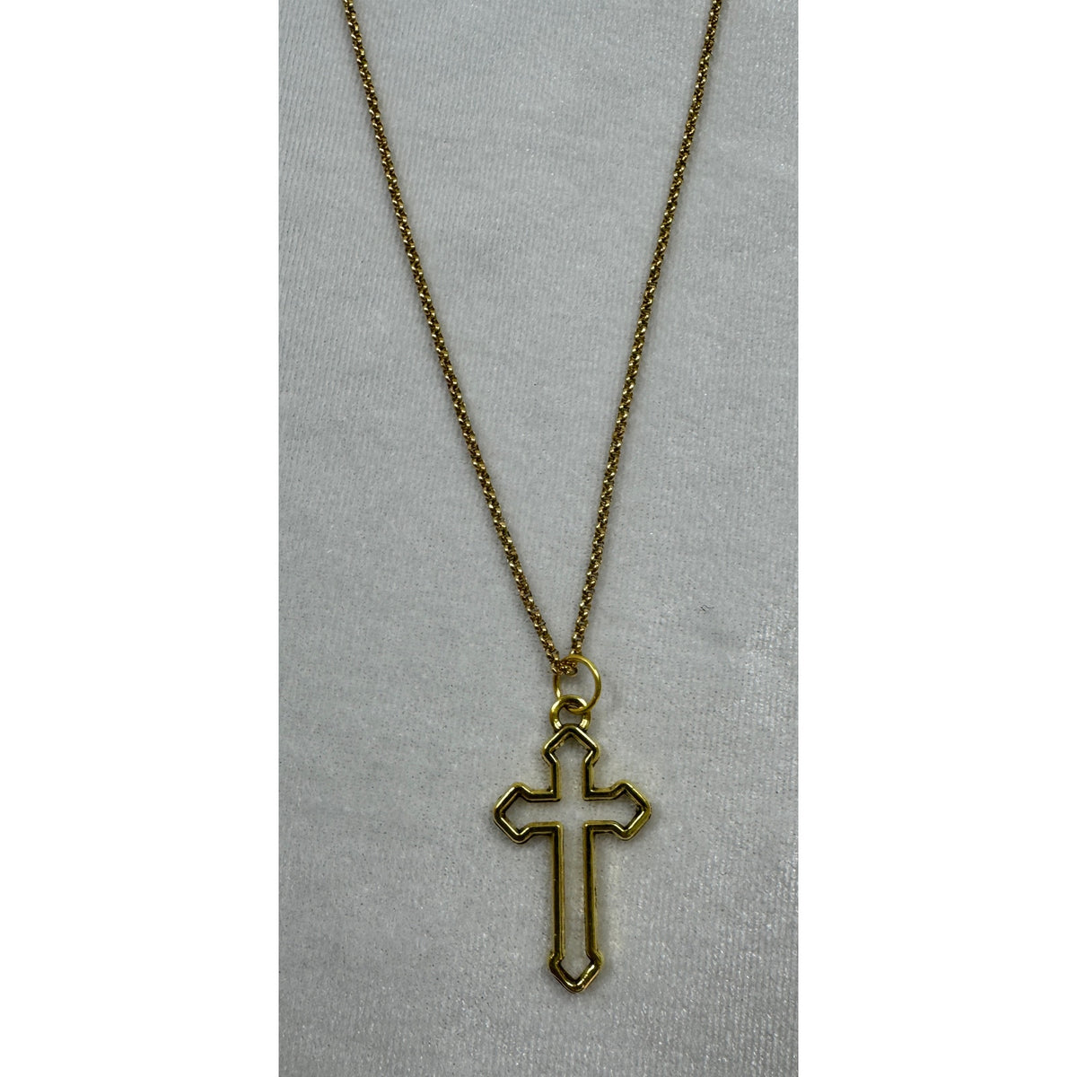 Gold Tone Cross Necklace Christian Faith Pendant 18-20 Inch Chain N283