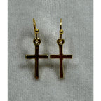 Gold Tone Cross Dangle Earrings Christian Faith Jewelry 3/4 Inch E284
