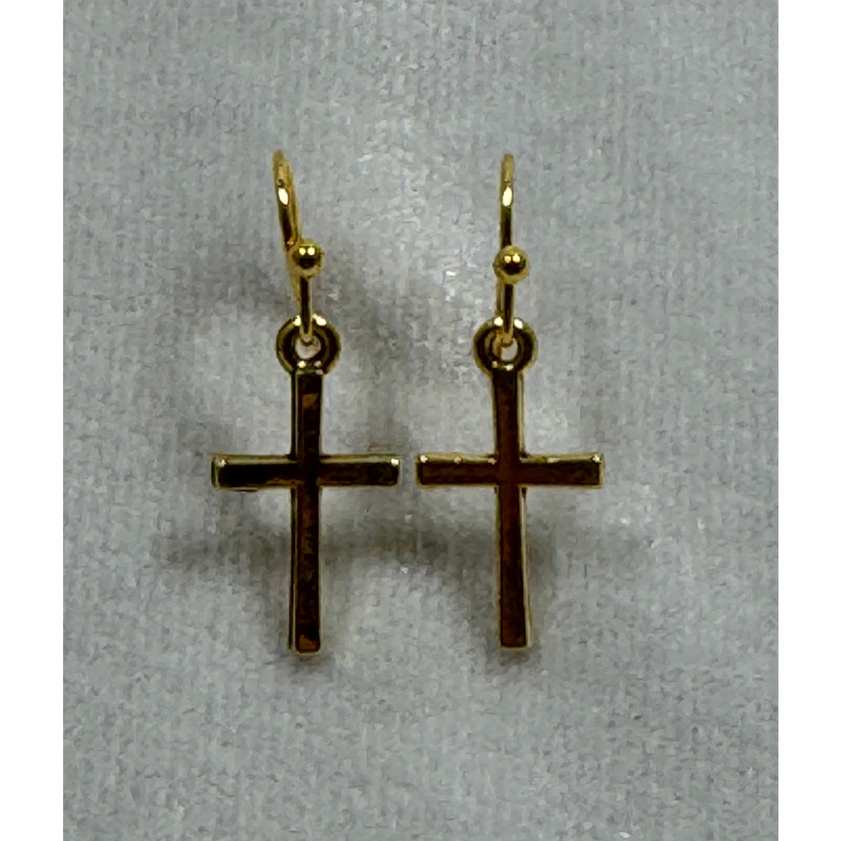Gold Tone Cross Dangle Earrings Christian Faith Jewelry 3/4 Inch E284