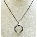 Silver Tone Circle Pendant Necklace Open Hoop Pendant Minimalist Pre-Loved N460