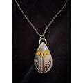 Yellow Flower with Pearl on a Silver Pendant 24 Inch Chain N274
