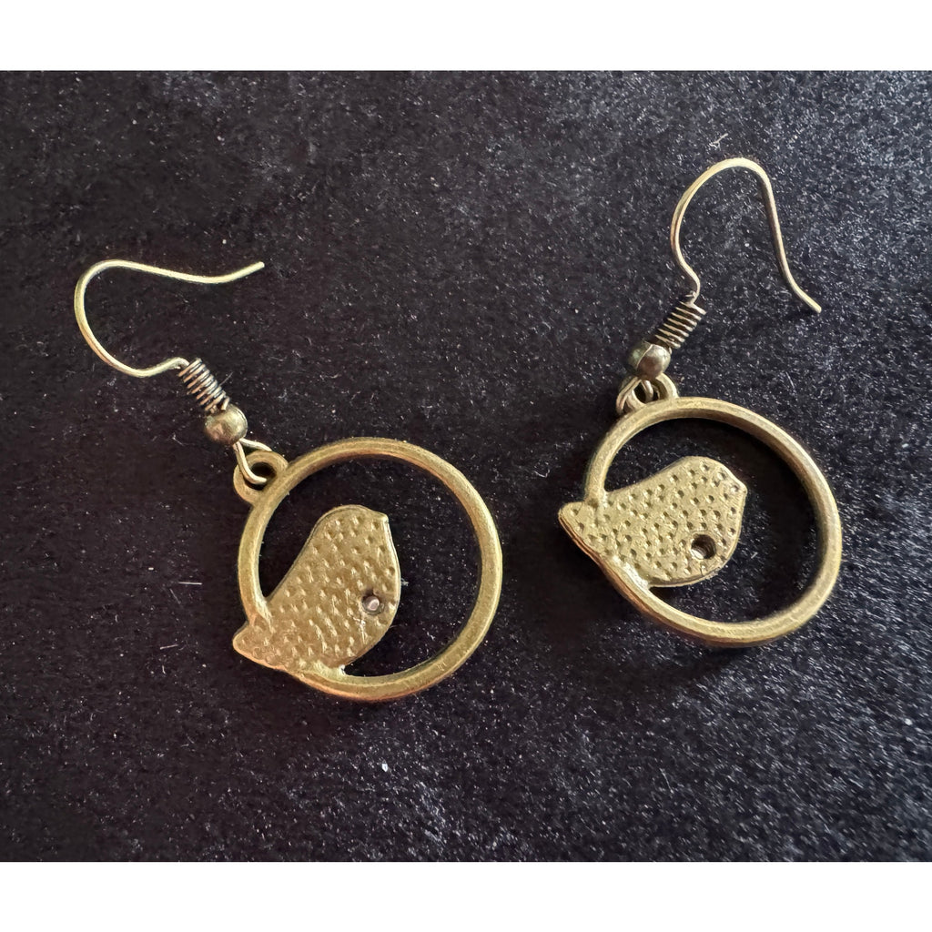 New Antiqued Bronze Bird Dangle Earrings E191