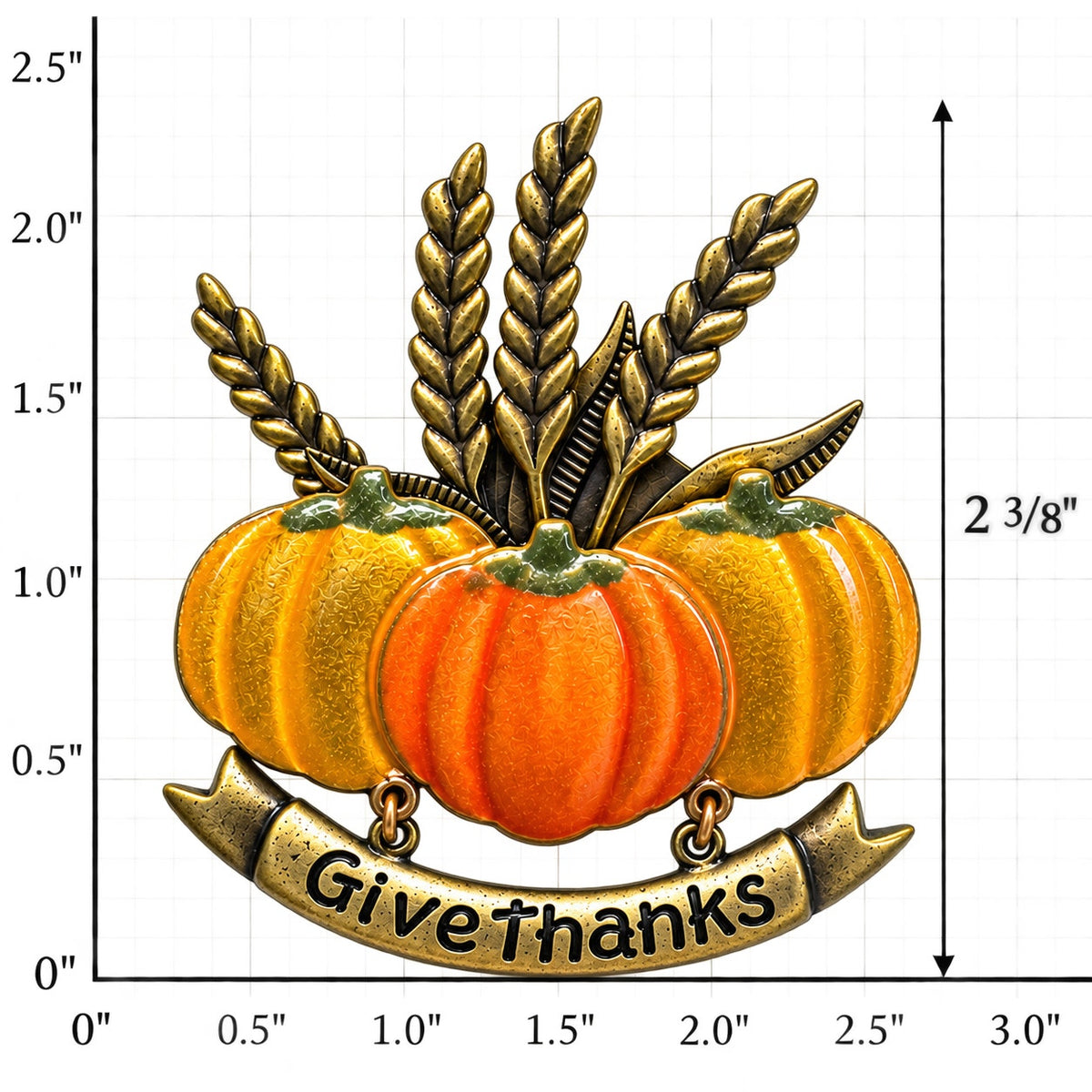 Vintage KC Give Thanks Pumpkin Wheat Brooch Thanksgiving Harvest Fall Pin CP221