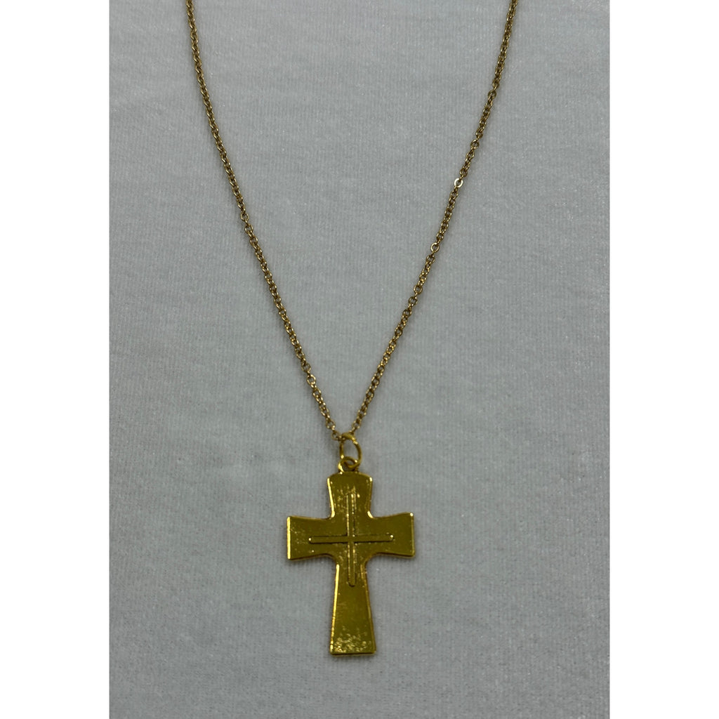 Gold Tone Cross Necklace Christian Faith Pendant 18-20 Inch Chain N282