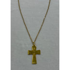 Gold Tone Cross Necklace Christian Faith Pendant 18-20 Inch Chain N282