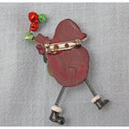 Very Cute Santa Clause Pin Brooch with Wiggly Legs and Jingle Bells CP94
