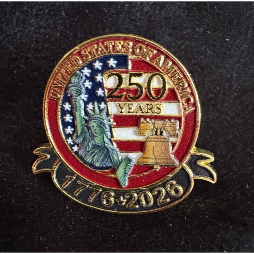USA 250th Anniversary Lapel Pin Patriotic Americana Enamel Brooch 1.25” CP156