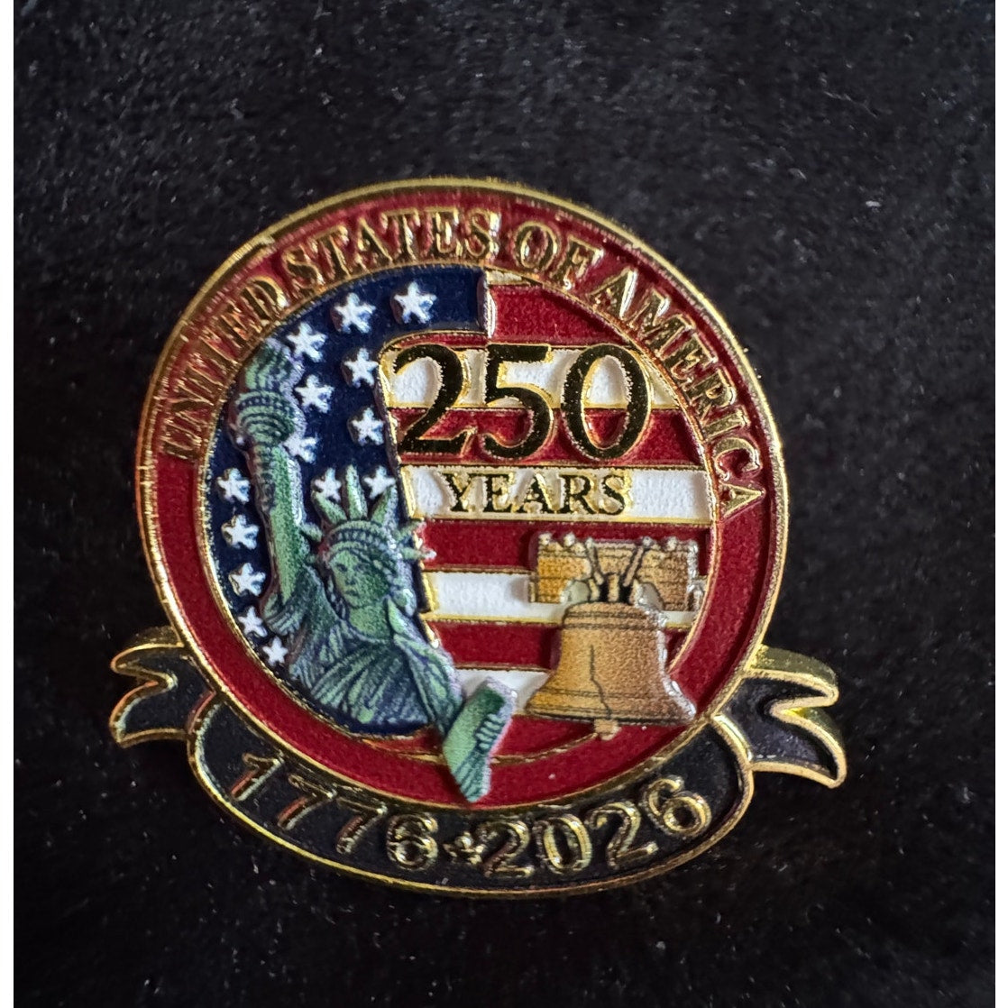 USA 250th Anniversary Lapel Pin Patriotic Americana Enamel Brooch 1.25” CP156