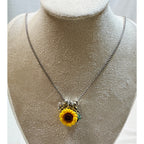New Sunflower Charm Necklace Silver Chain Yellow Sunflower Pendant N362