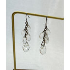 Vintage Style Clear Crystal Dangle Earrings Faceted Teardrop Pre-Loved 1.5" E610