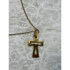 New Gold Cross Pendant Necklace 18-20 Inch Chain Christian Faith N298