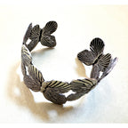 Silver Tone Butterfly Cuff Bracelet Adjustable Wide Open Bangle 1"