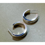 New 925 Silver Plated Hoop Earrings 1 Inch Wide Hoops Droop Proof Backs E310